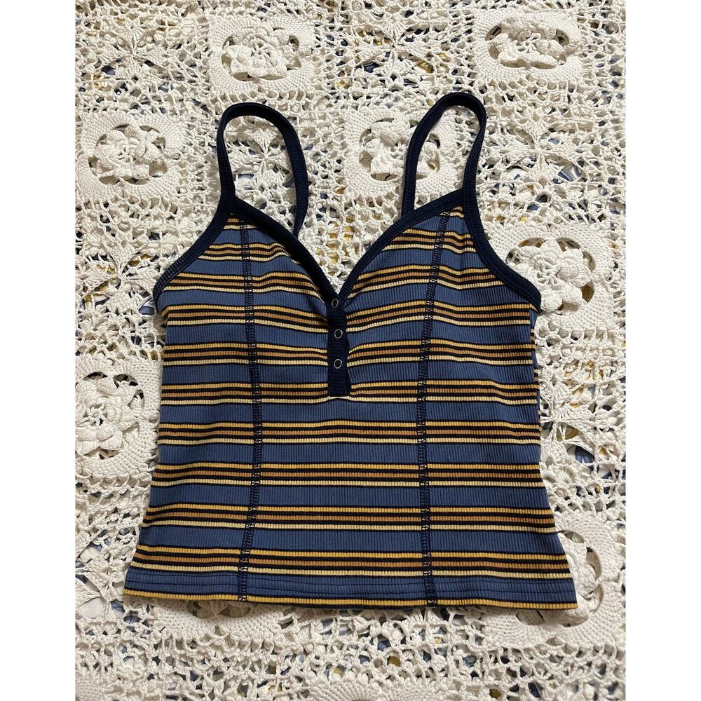 Me to We Sleeveless Ribbed Crop Top Striped Size XS